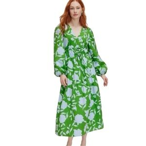 Kate Spade X Target Classic Rose Linen Long Sleeve Maxi Dress Size XS